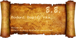 Bodoni Boglárka névjegykártya